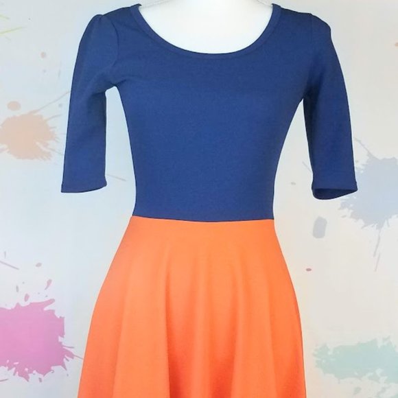 LuLaRoe Blue and Orange Dress - Picture 4 of 8